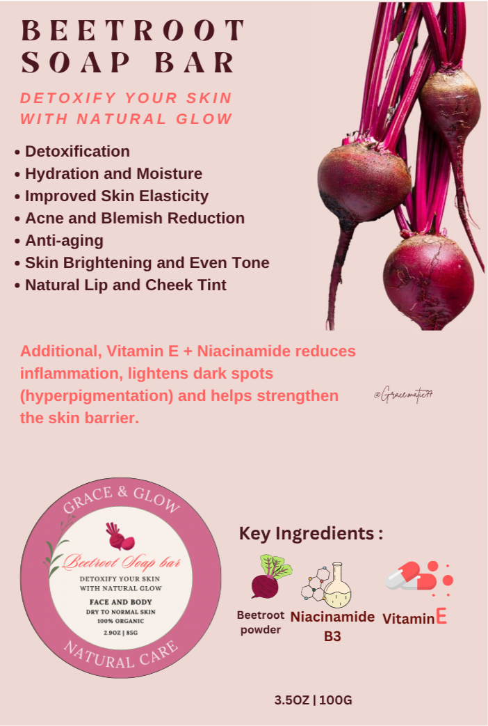 π· Beetroot Whitening Natural Tint Soap Bar β Glow with Nature 100g
