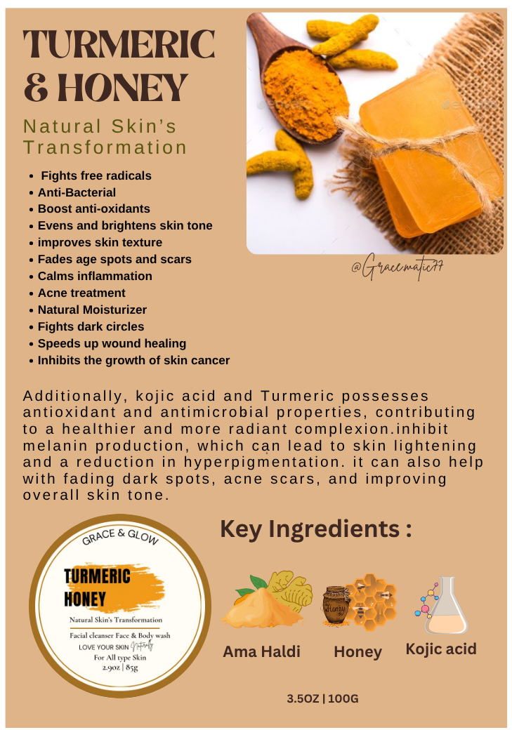 π Turmeric & Honey Kojic Acid Whitening Soap Bar β Natural Skin Transformation 100g