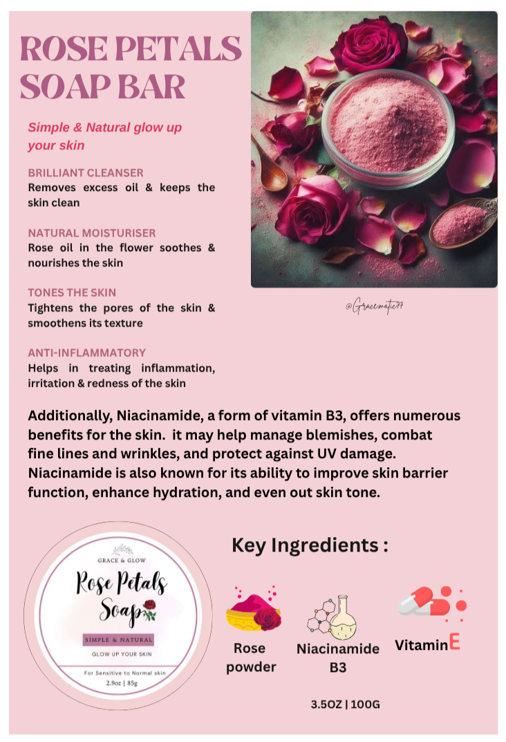 🌹 Rose Petals Soap Bar – Simple & Natural Glow-Up 100g