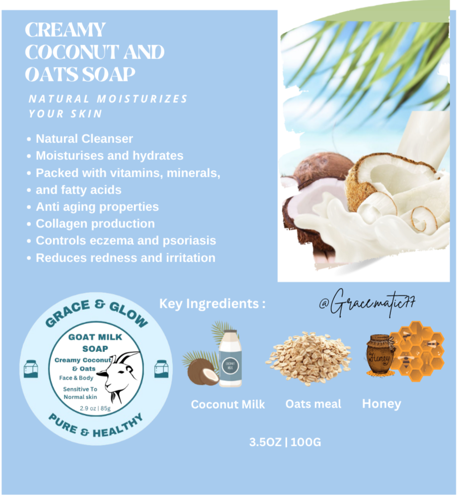 🥥 Creamy Coconut & Oats Soap Bar – Natural Moisture Therapy
