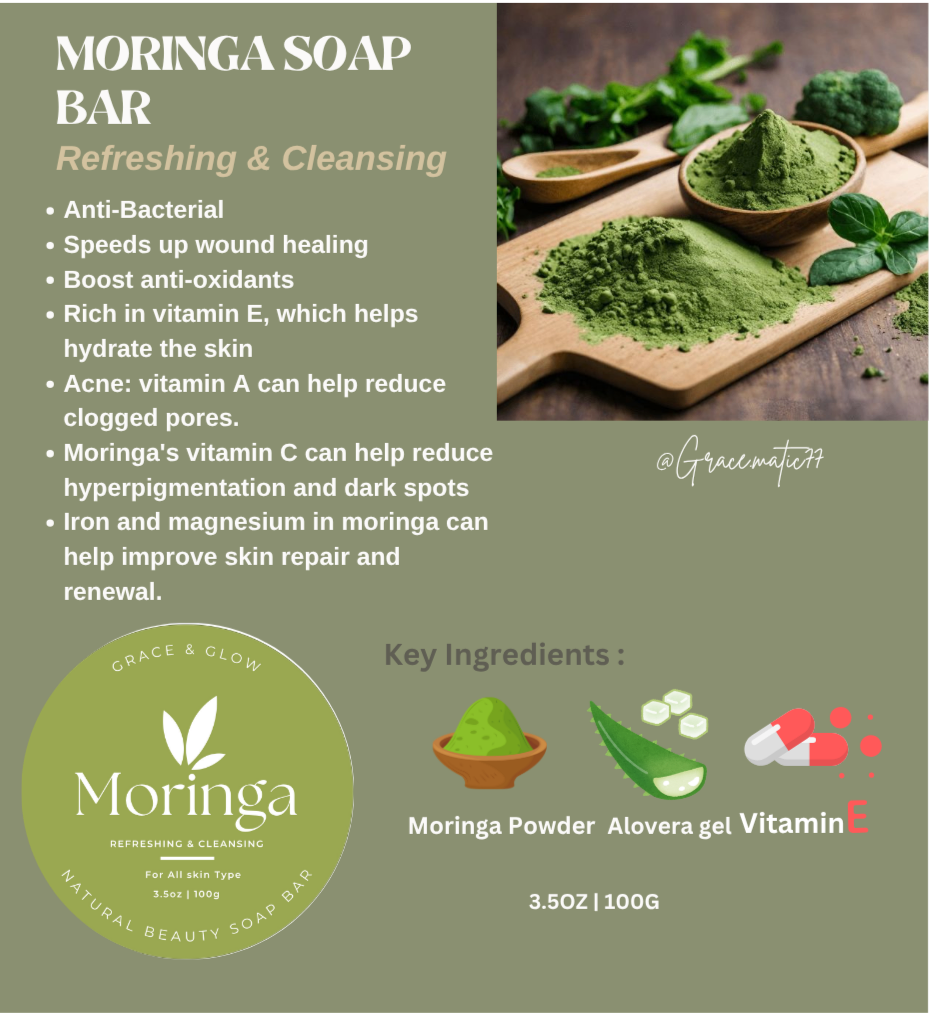🌿 Moringa Soap Bar – Antibacterial & Healing Care 100g