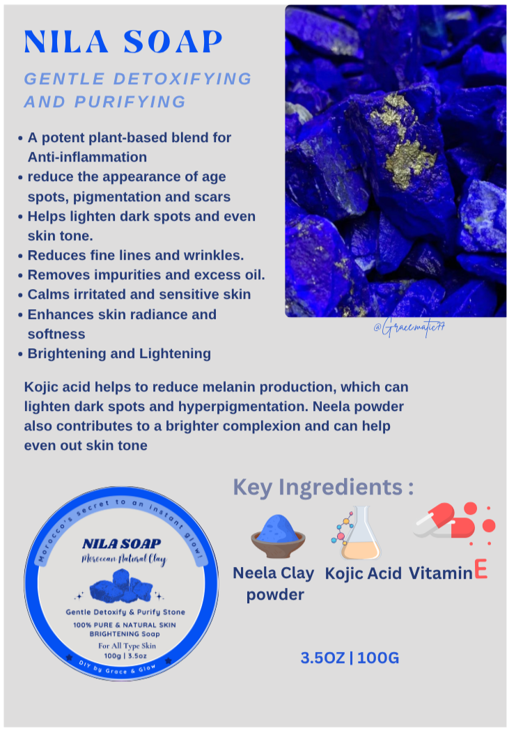 💙 Moroccan Clay Neela Soap Bar – Purify & Glow