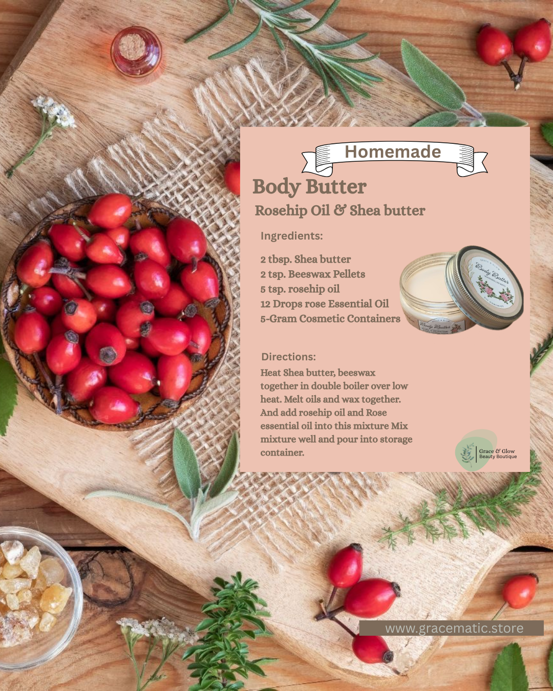 🌸 Body Butter – Rosehip Oil & Shea Butter