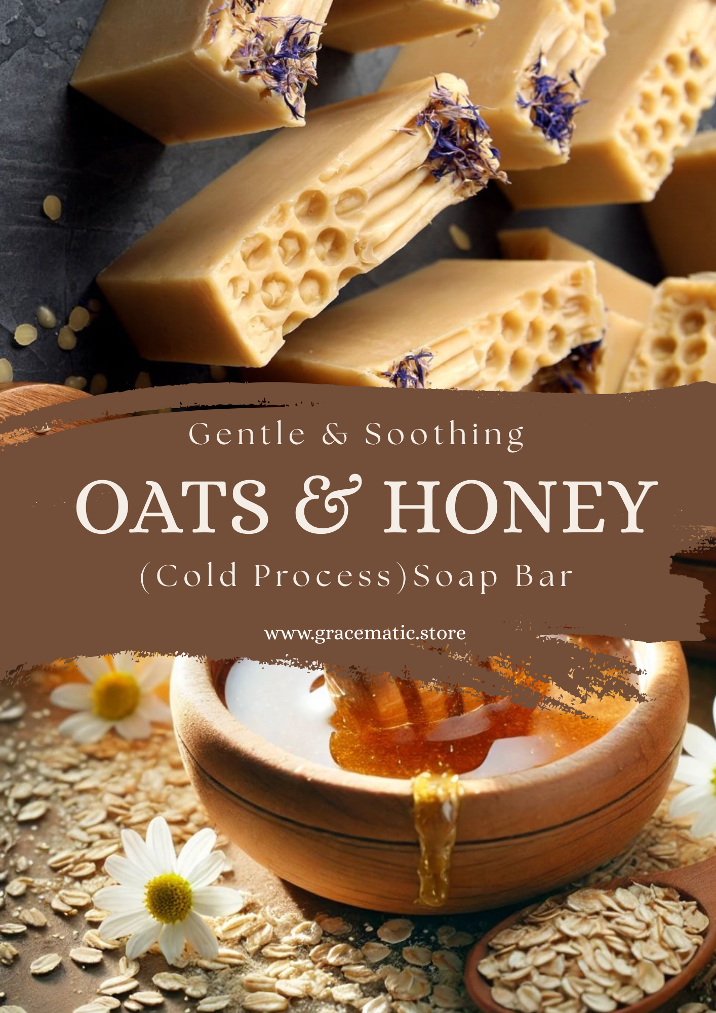 ✨ Oats & Honey Traditional Soap (Cold Process)