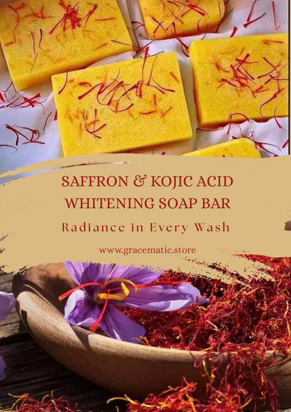 ✨ Saffron & Kojic Acid Whitening Soap Bar – Radiance in Every Wash 100g