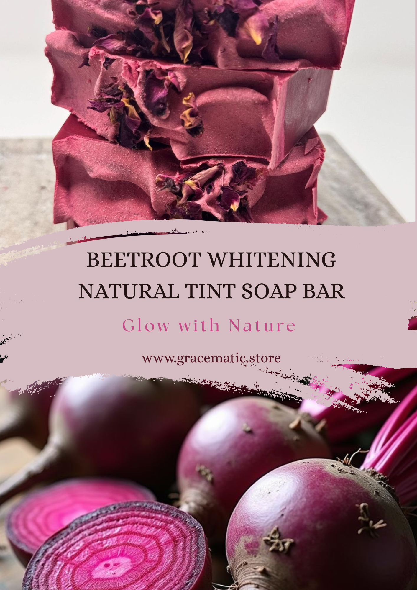 🍷 Beetroot Whitening Natural Tint Soap Bar – Glow with Nature 100g