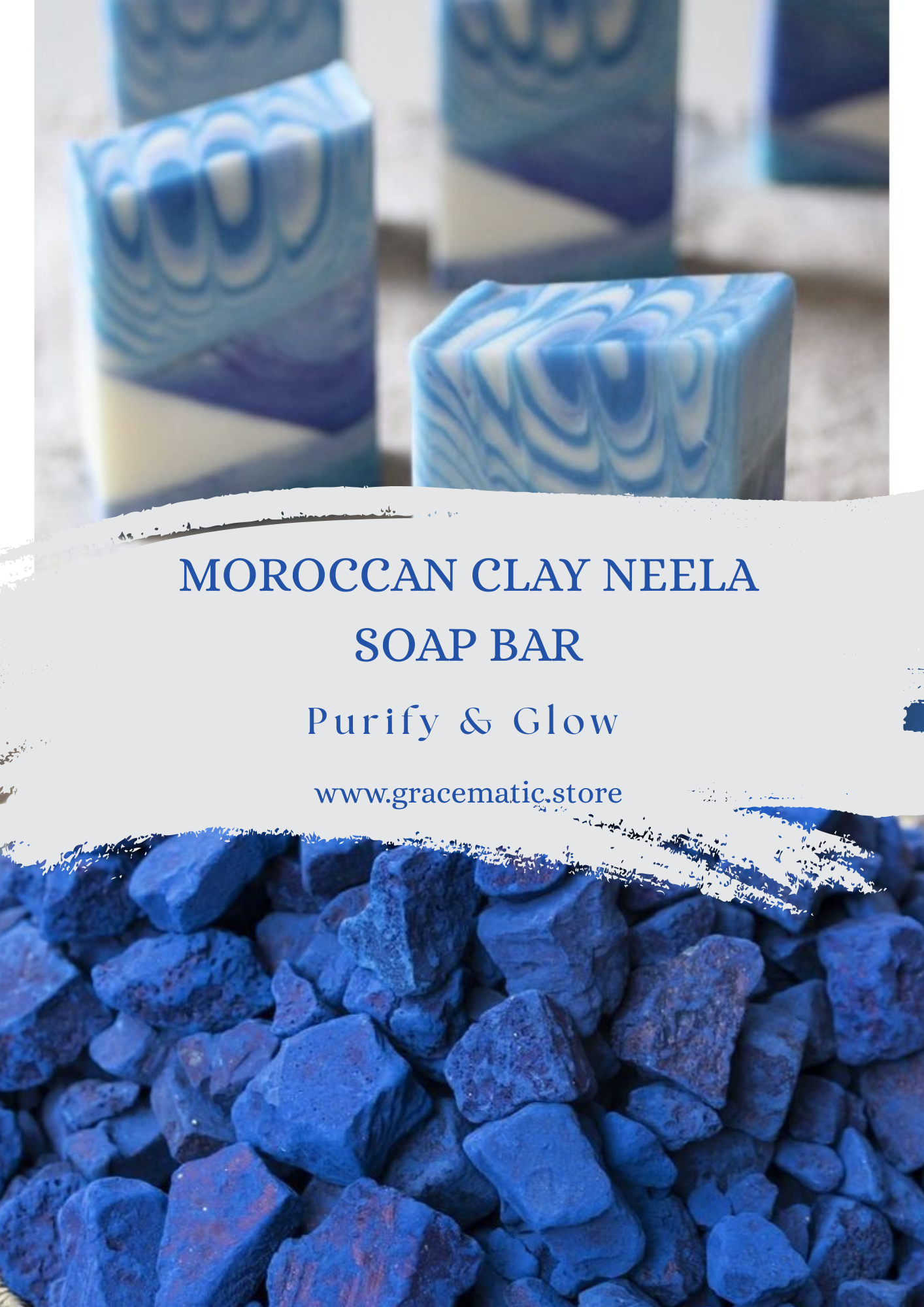 💙 Moroccan Clay Neela Soap Bar – Purify & Glow 100g