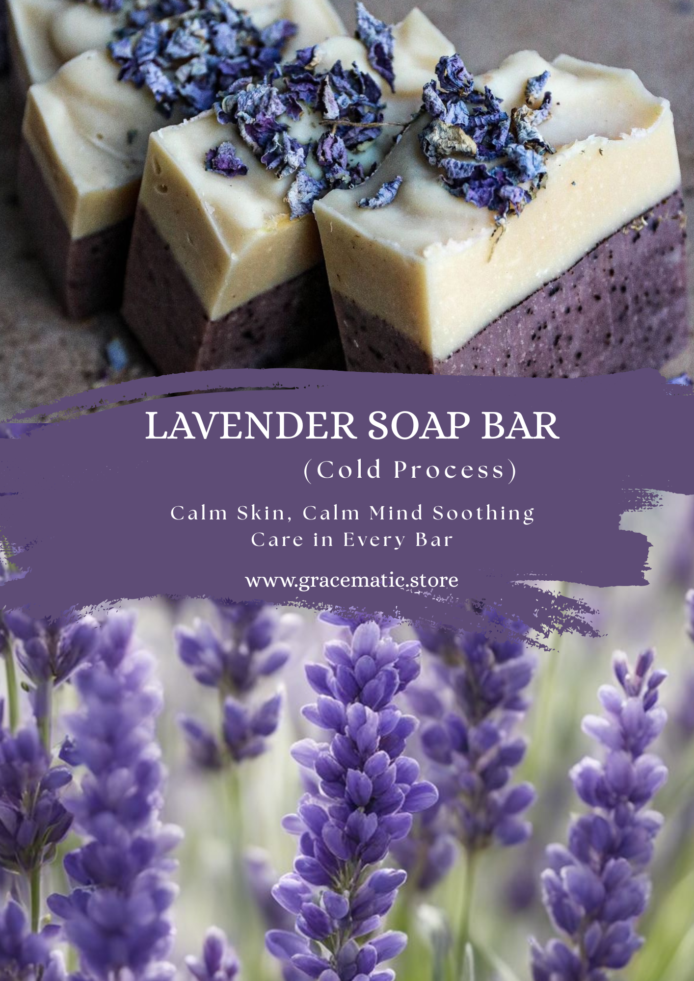 Lavender Bliss – Calm Skin, Calm Mind
(Cold Process)