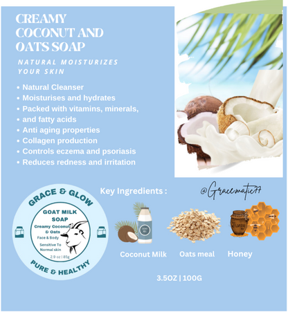 🥥 Creamy Coconut & Oats Soap Bar – Natural Moisture Therapy