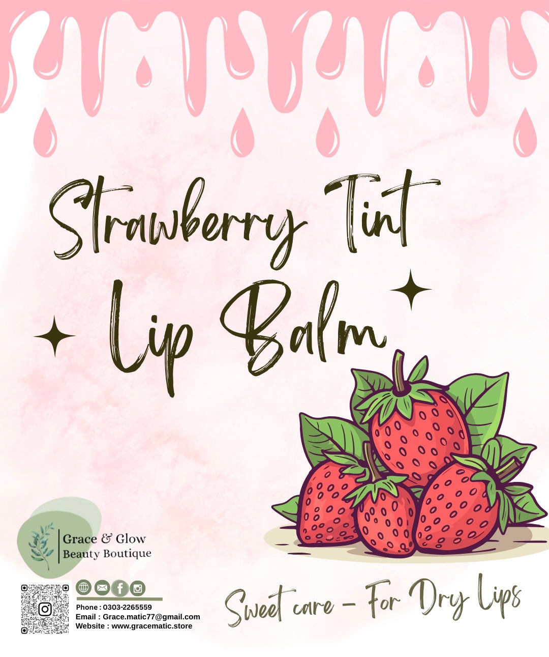 Strawberry Tint Lip Balm 🍓             — Plump Your pout 💋