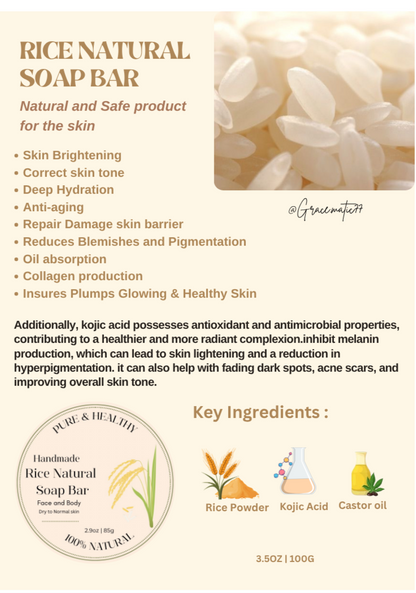 🍚 Rice Natural Soap – Whitening & Lightening Bar