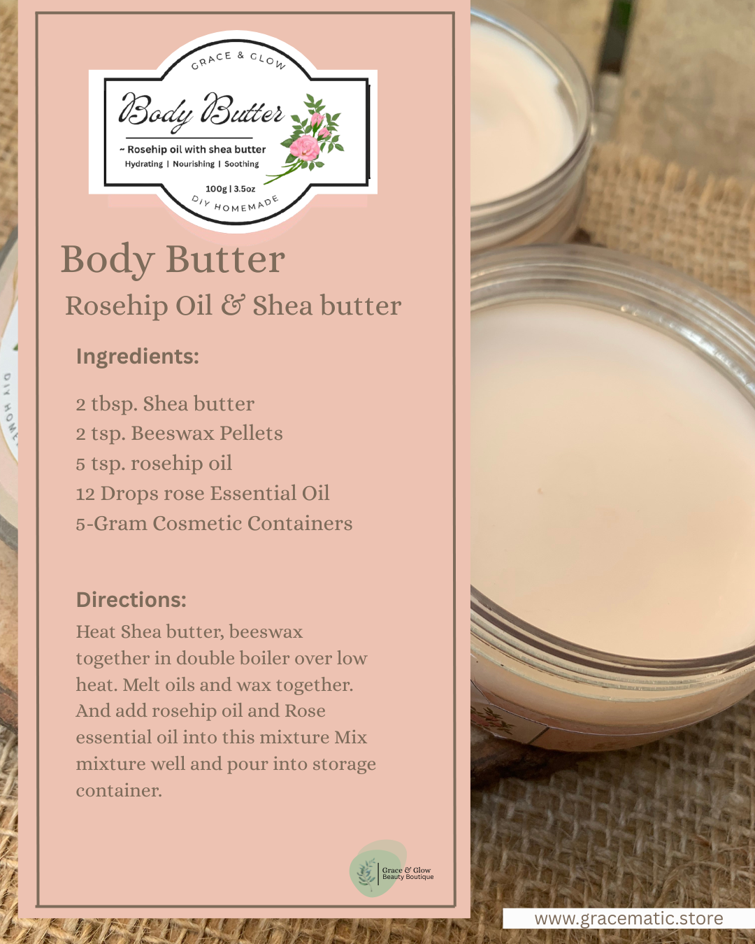 🌸 Body Butter – Rosehip Oil & Shea Butter