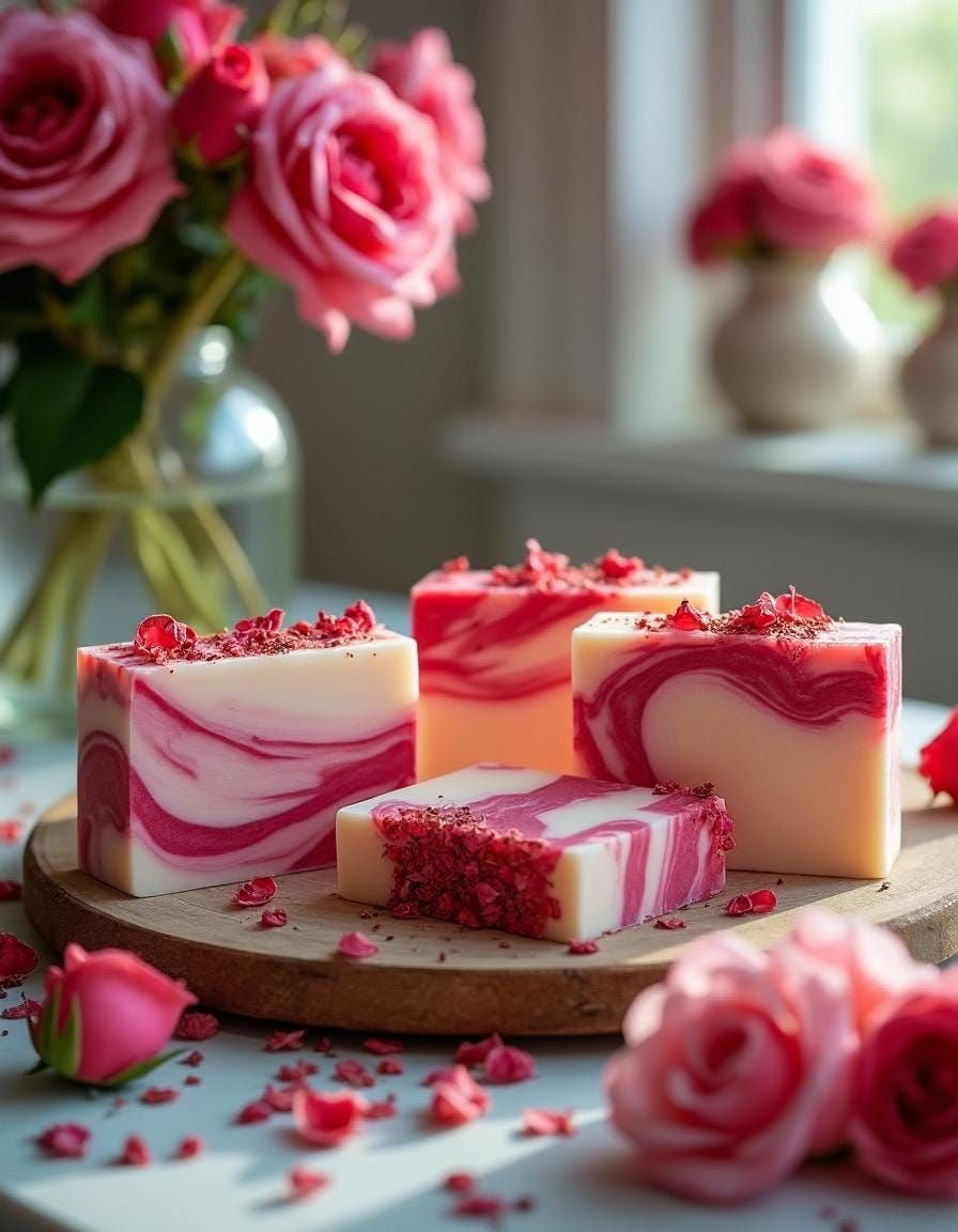 🌹 Rose Petals Cold Process Soap Bar (Cold Process)