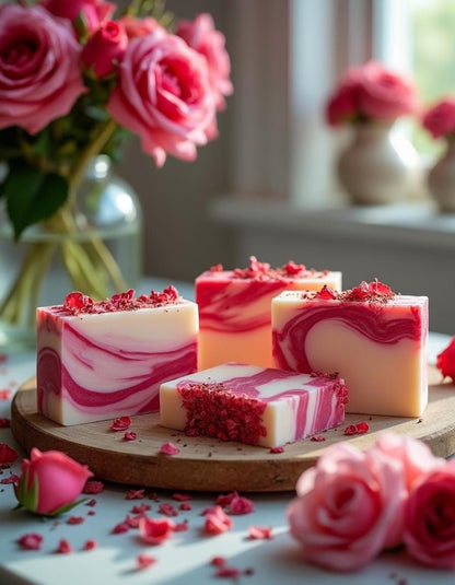 🌹 Rose Petals Cold Process Soap Bar (Cold Process)