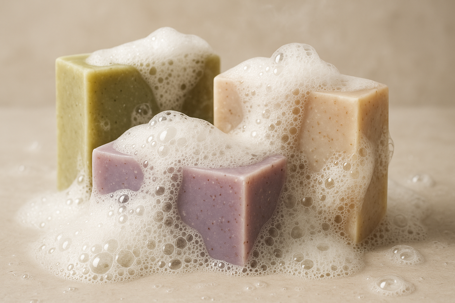 Organic soap bars used making lather
